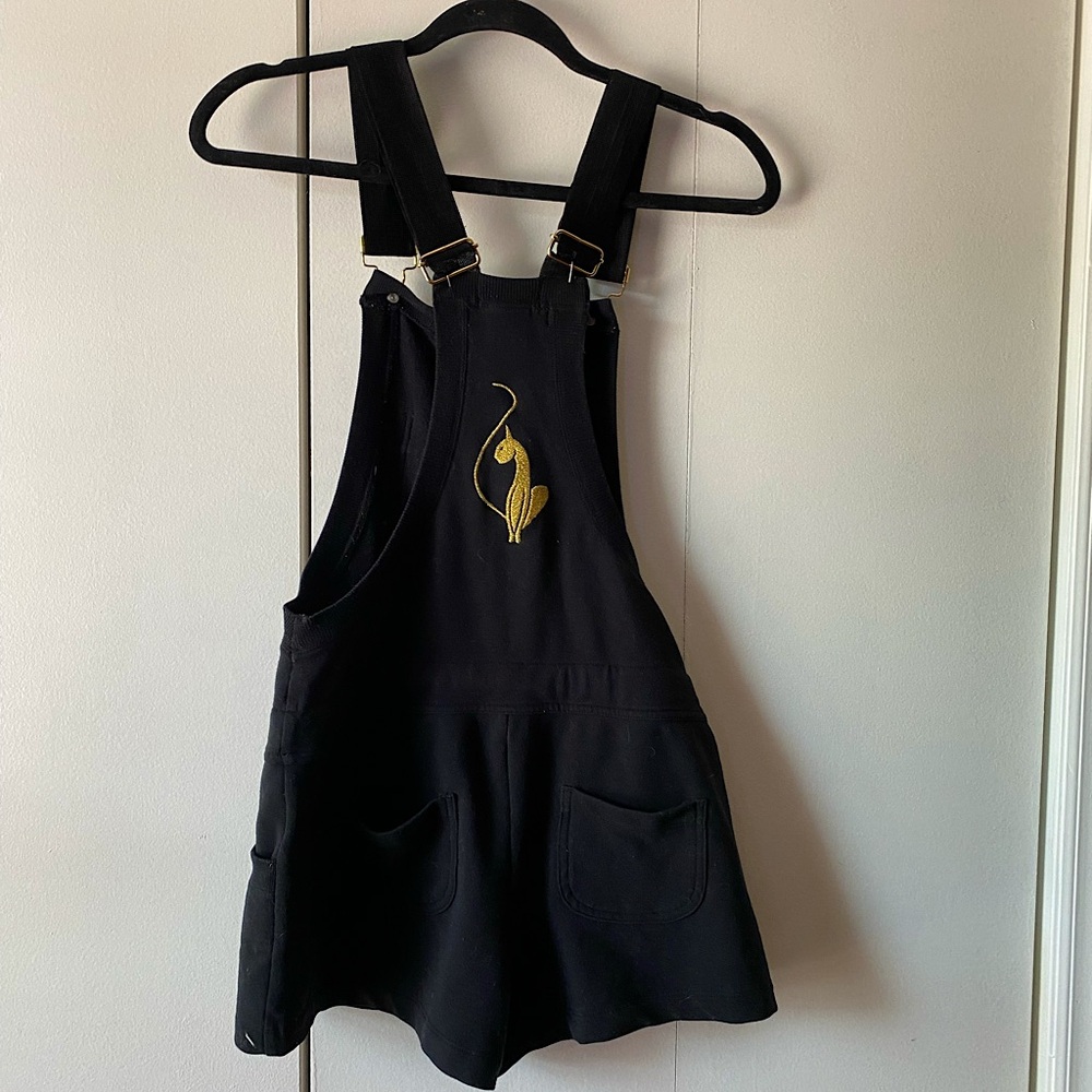y2K Baby Phat black & gold overall shorts in cozy cotton jersey material medium